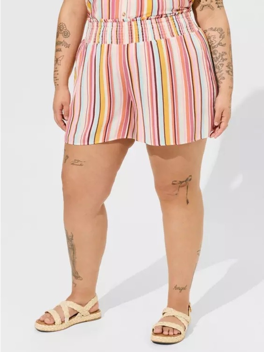 Torrid Pull-On High-Rise Gauze Short - Dolce Stripe